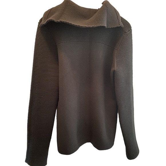 Haider‎ Ackermann Men’s Black Wool Half Zip Ribbed Sweater Cowl Collar Sz Large - Picture 4 of 5